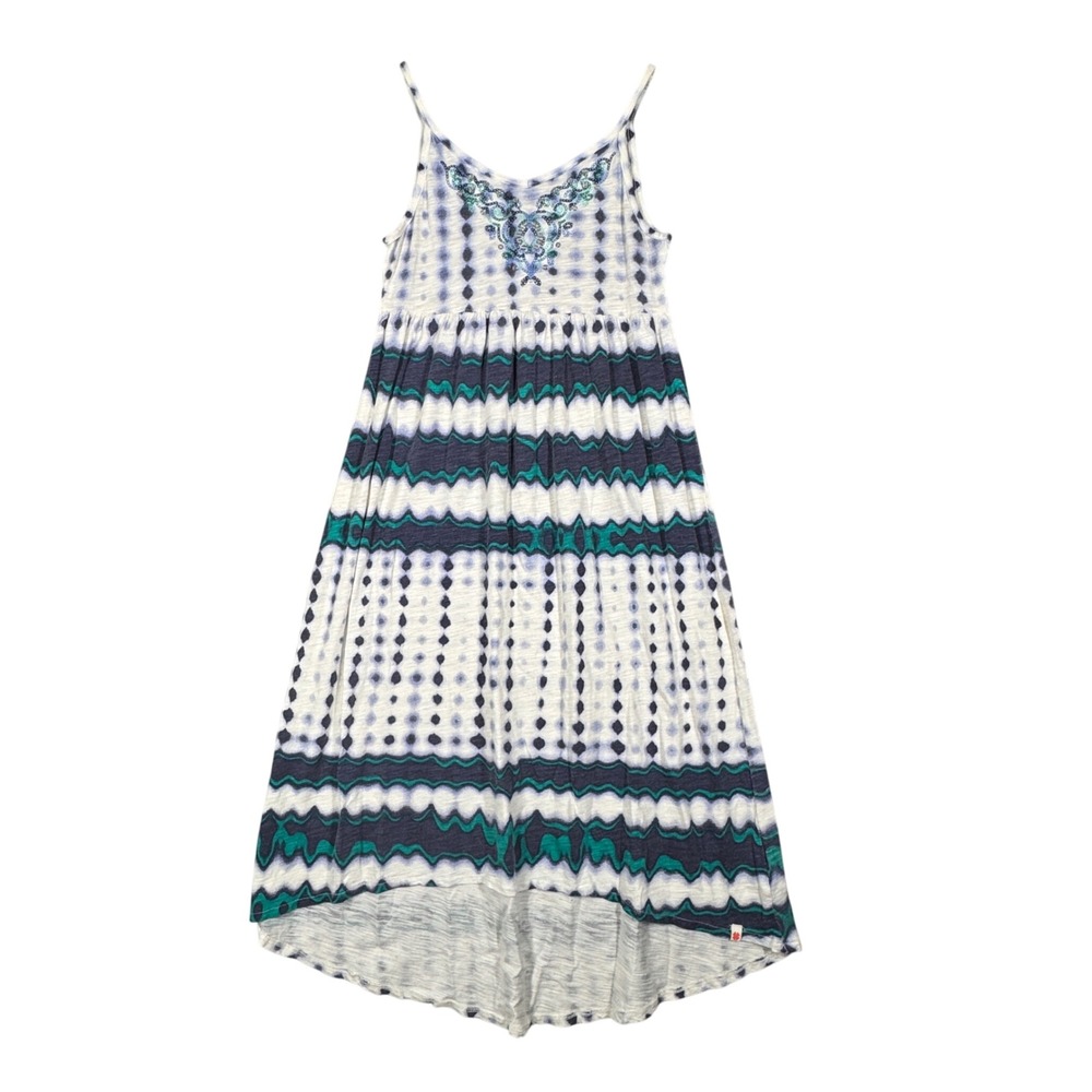 Lucky Brand Girls Dress Blue Tie Dye Sequin Embellished Casual Summer Medium